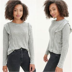 Splendid Frosty‎ Thermal Long Sleeve Top Blue Size XL Ruffles Raw  Exposed Hems